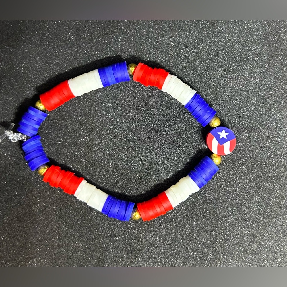 Red, White & Blue (Holiday) Heishi Bracelet - Picture 6 of 7